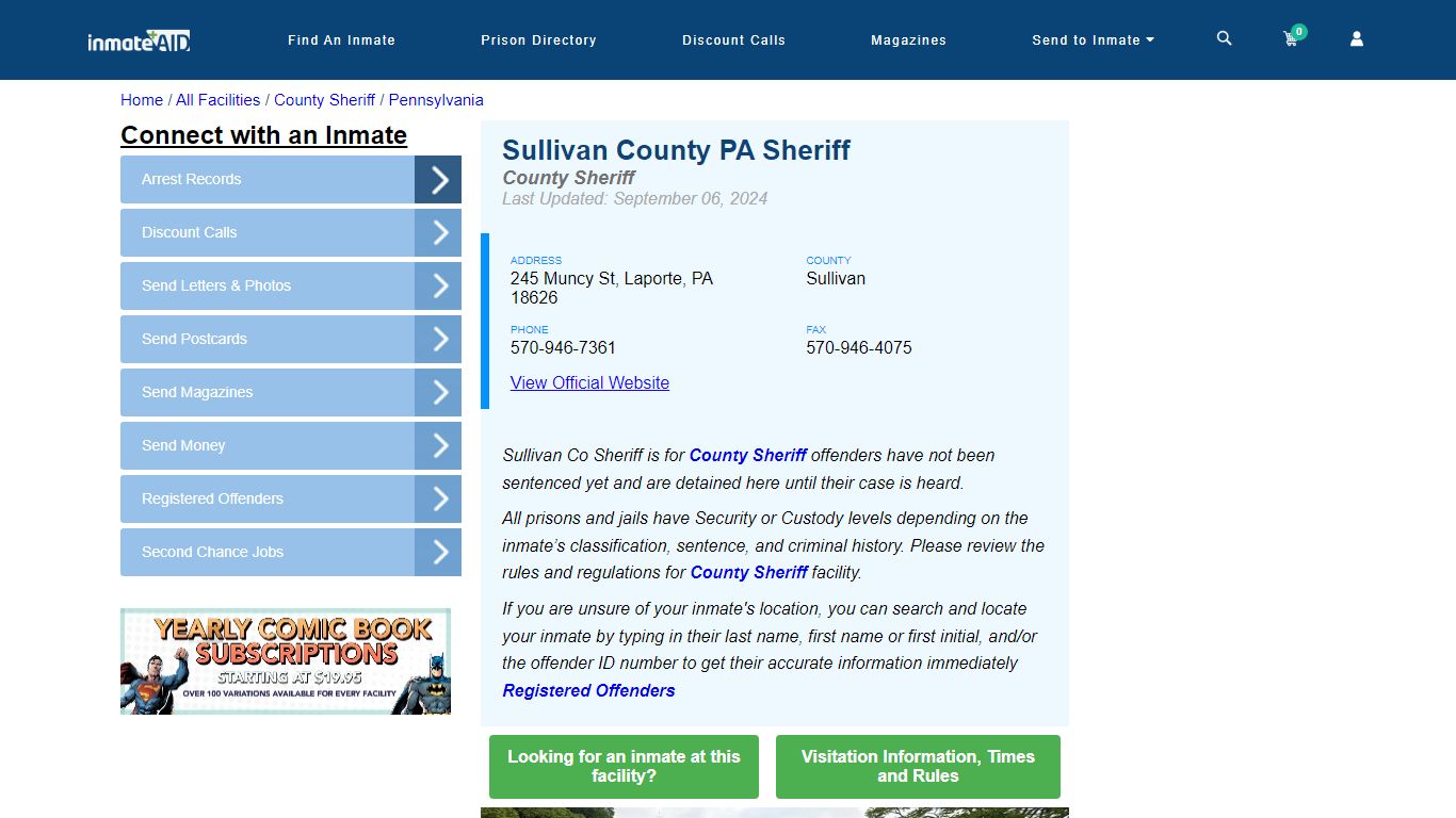 Sullivan County PA Sheriff & Arrest Search - InmateAid